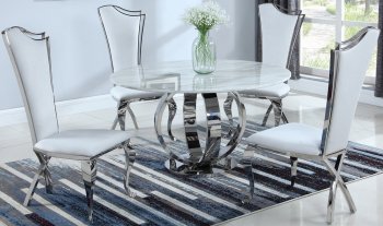 Noreen Dining Table 5Pc Set by Chintaly w/Nadia Chairs [CYDS-Noreen-Nadia]