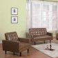 Camel Tufted Leatherette Modern 3 Pc Living Room Set