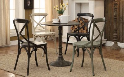 Oswego Dining Set 5Pc 100063 by Coaster w/Metal Chairs