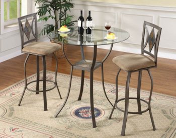 Glass Top & Metal Base Table Modern 3Pc Bar Set [CTCBF-TBL499225B]