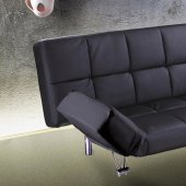 Black Leatherette Modern Sofa Bed Convertible w/Metal Legs