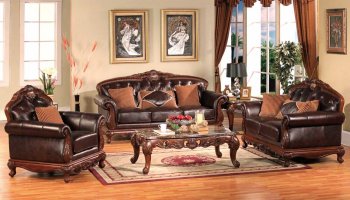 Stephany Traditional Sofa in Bonded Leather w/Optional Items [ADS-Stephany]