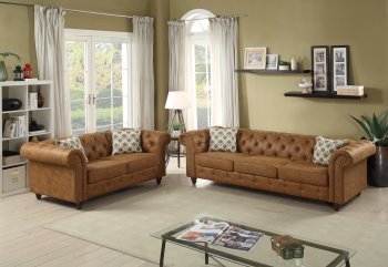 F6972 Sofa & Loveseat Set in Camel Leatherette by Boss [PXS-F6972 Camel]