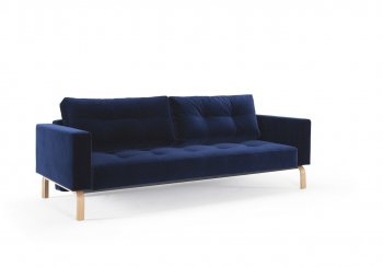 Cassius Vintage Sofa Bed in Dark Blue w/Oak Legs by Innovation [INSB-Cassius-Vintage-865-Oak]