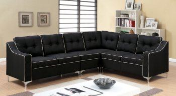 Glenda II Sectional Sofa CM6851BK in Black Fabric [FASS-CM6851BK Glenda II]