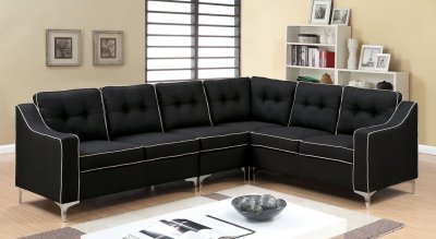 Glenda II Sectional Sofa CM6851BK in Black Fabric