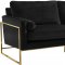 Mila Sofa 678 in Black Velvet Fabric by Meridian w/Options