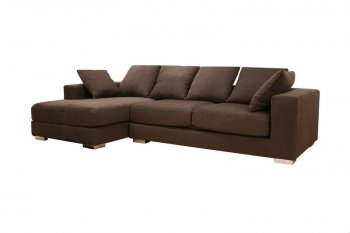 Brown Twill Fabric Modern Sectional Sofa with Chromed Steel Legs [WISS-Florence]