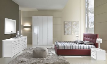 Modern Bedroom w/Red Leatherette Storage Bed & Optional Items [EFBS-Geko-old]