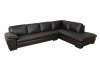 Black Leather Modern Sectional Sofa w/Hardwood Feet