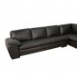 Black Leather Modern Sectional Sofa w/Hardwood Feet