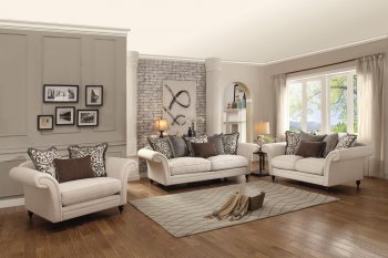 Vicarrage Sofa 8456 in Cream Fabric by Homelegance w/Options [HES-8456 Vicarrage]