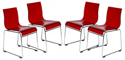 Lima Set of 4 Dining Chairs LC19TR in Red by LeisureMod