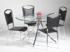 Clear Glass Top w/Lazy Susan & Metal Legs Modern 5Pc Dining Set