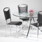 Clear Glass Top w/Lazy Susan & Metal Legs Modern 5Pc Dining Set