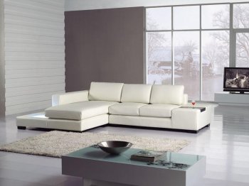 T35 Mini Sectional Sofa in White Eco-Leather w/ Light [VGSS-T35Mini-White]