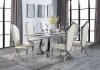 Destry Dining Table DN01188 Silver & Faux Marble -Acme w/Options