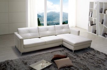 Slim Sectional Sofa by Beverly Hills in White Full Leather [BHSS-Slim]