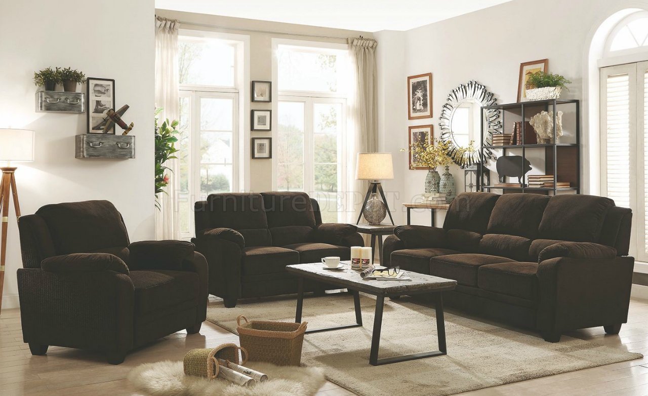 Northend Sofa & Loveseat 506244 in Chocolate Fabric by Coaster - Click Image to Close