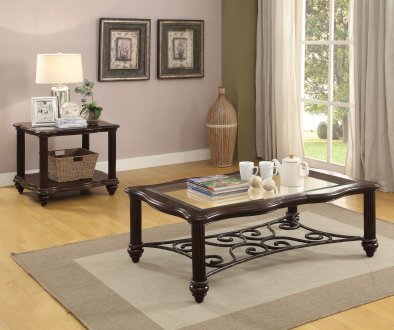 Azis Coffee Table 3Pc Set 83770 in Dark Walnut by Acme