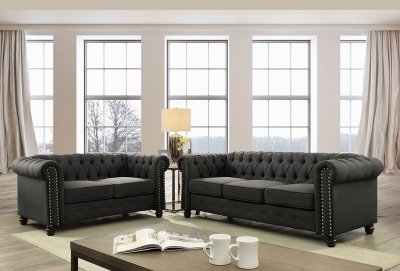 Winifred Sofa CM6342GY in Dark Gray Chenille Fabric w/Options