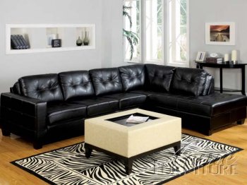 Black Bonded Leather Modern Sectional Sofa w/Optonal Ottoman [AMSS-05210]