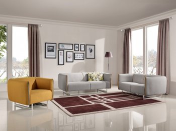 Medora Sofa Set 3Pc MB-1661 in Grey & Yellow Fabric by VIG [VGS-Medora MB-1661 Grey Yellow]