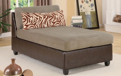 Pebble Microfiber Modern Chaise Lounger w/Faux Leather Base