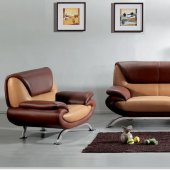 Brown and Tan Two-Tone Leather 7040 Sofa w/Options