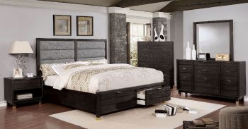 Bryony Bedroom w/Drawer Footboard CM7511DR in Dark Gray [FABS-CM7511DR-Bryony]