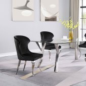 Alaia Dining Set 5Pc 190711 in Chrome by Coaster w/Black Chairs