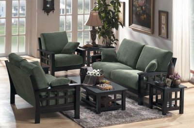 Contemporary Fabric Living Room Set with Wooden Frame