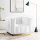 Charisma Accent Chair in White Velvet by Modway