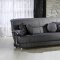 Modern Living Room w/Sleeper Sofa & Metal Accents in Grey Fabric