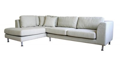 Twill Fabric Sectional Sofa with Metal Legs