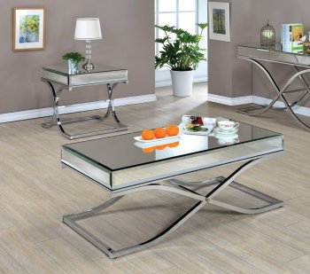 Sundance CM4230CRM Coffee Table & 2 End Tables 3Pc Set in Chrome [FACT-CM4230CRM-Sundance Chrome]