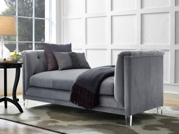 Naomi Loveseat TOV-CL11 in Grey Velvet Fabric by TOV Furniture [TVLS-TOV-CL11-Naomi]