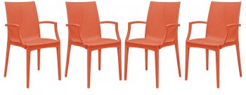 Weave 4Pc Set Indoor/Outdoor Chairs MCA19OR -Orange - LeisureMod [LMDC-MCA19OR-Weave Orange]