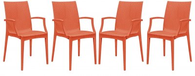 Weave 4Pc Set Indoor/Outdoor Chairs MCA19OR -Orange - LeisureMod