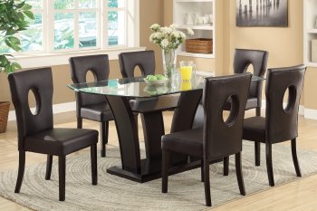 F2153 Dining Set 5Pc in Dark Brown by Poundex w/F1094 Chairs [PXDS-F2153-F1094]