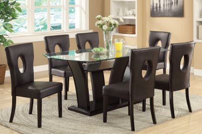 F2153 Dining Set 5Pc in Dark Brown by Poundex w/F1094 Chairs