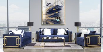 Virrux Sofa LV00293 in Blue Velvet & Gold by Acme w/Options [AMS-LV00293 Virrux]