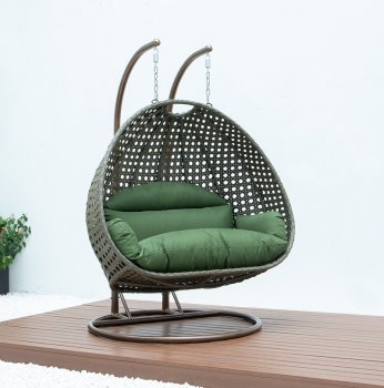 Wicker Hanging Double Egg Swing Chair ESCBG-57DG by LeisureMod [LMOUT-ESCBG-57DG]