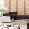 Cream Vinyl & Dark Brown Fabric Modern Sectional Sofa w/Options