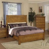 Ash Oak Finish Transitional Bed w/Optional Case Goods