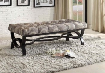 Marlena 4768FA-3S Bench in Grey Medallion Fabric by Homelegance [HEBN-4768FA-3S Marlena]