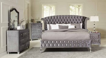 Deanna 205101 Bedroom in Grey Velvet by Coaster w/Options [CRBS-205101 Deanna]