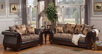 Rutherford SM6205 Sofa in Black Leatherette & Fabric w/Options [FAS-SM6205-Rutherford]