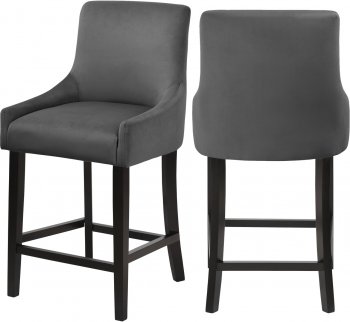 Demi Counter Stool 724 Set of 2 Grey Velvet Fabric by Meridian [MRDC-724 Demi Grey]