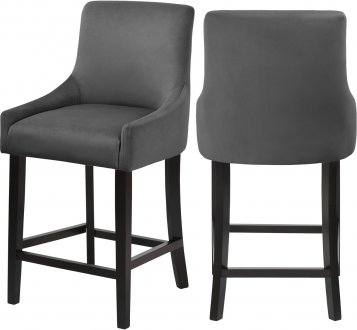 Demi Counter Stool 724 Set of 2 Grey Velvet Fabric by Meridian